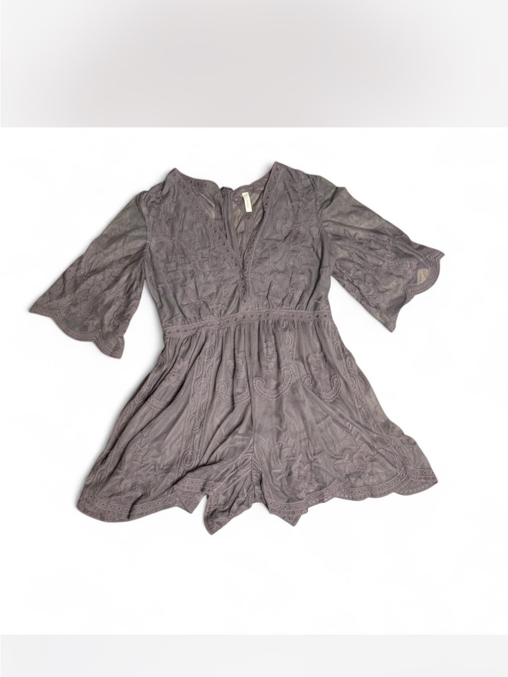 Wishlist Lace-Detail Romper in Smokey purple